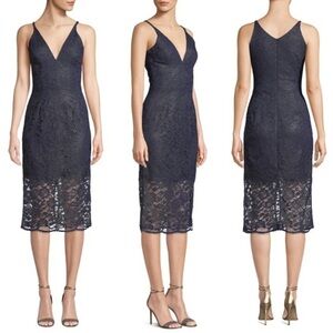 Dress The Population Lelani Mini-Illusion Corded Lace Dress, Sz XS